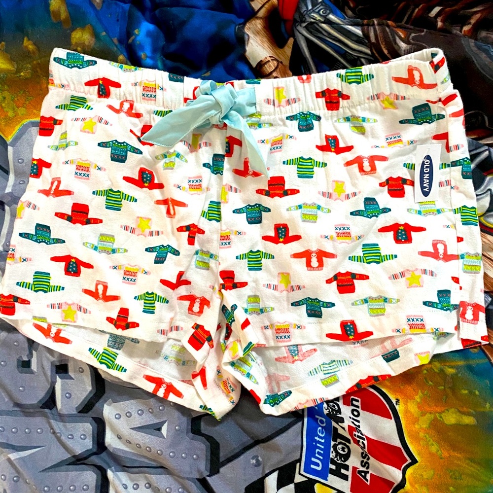 Old Navy sleep shorts bow tie women medium NWT
